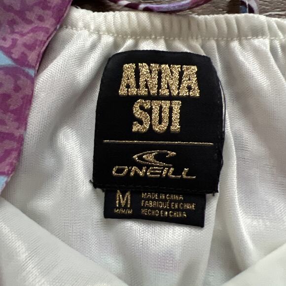 Anna Sui X O'Neill Maxi Dress Womens Med Purple Cloud Burst Chiffon Beachy Boho - Picture 4 of 12